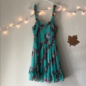 Hot Topic Teal and Flowered skull and bones dress